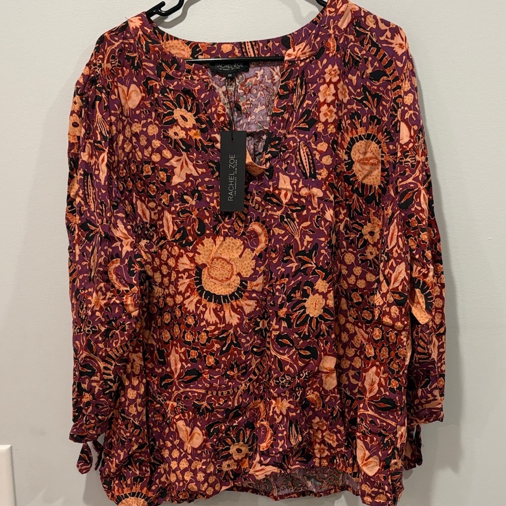 Rachel Zoe Floral Blouse in Purple and Orange